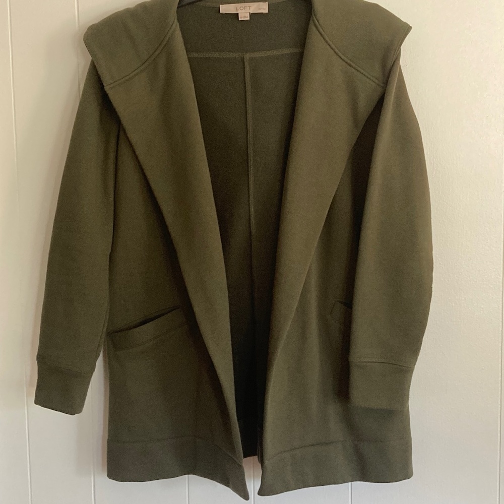 LOFT Open Front Hooded Sweatshirt Cardigan